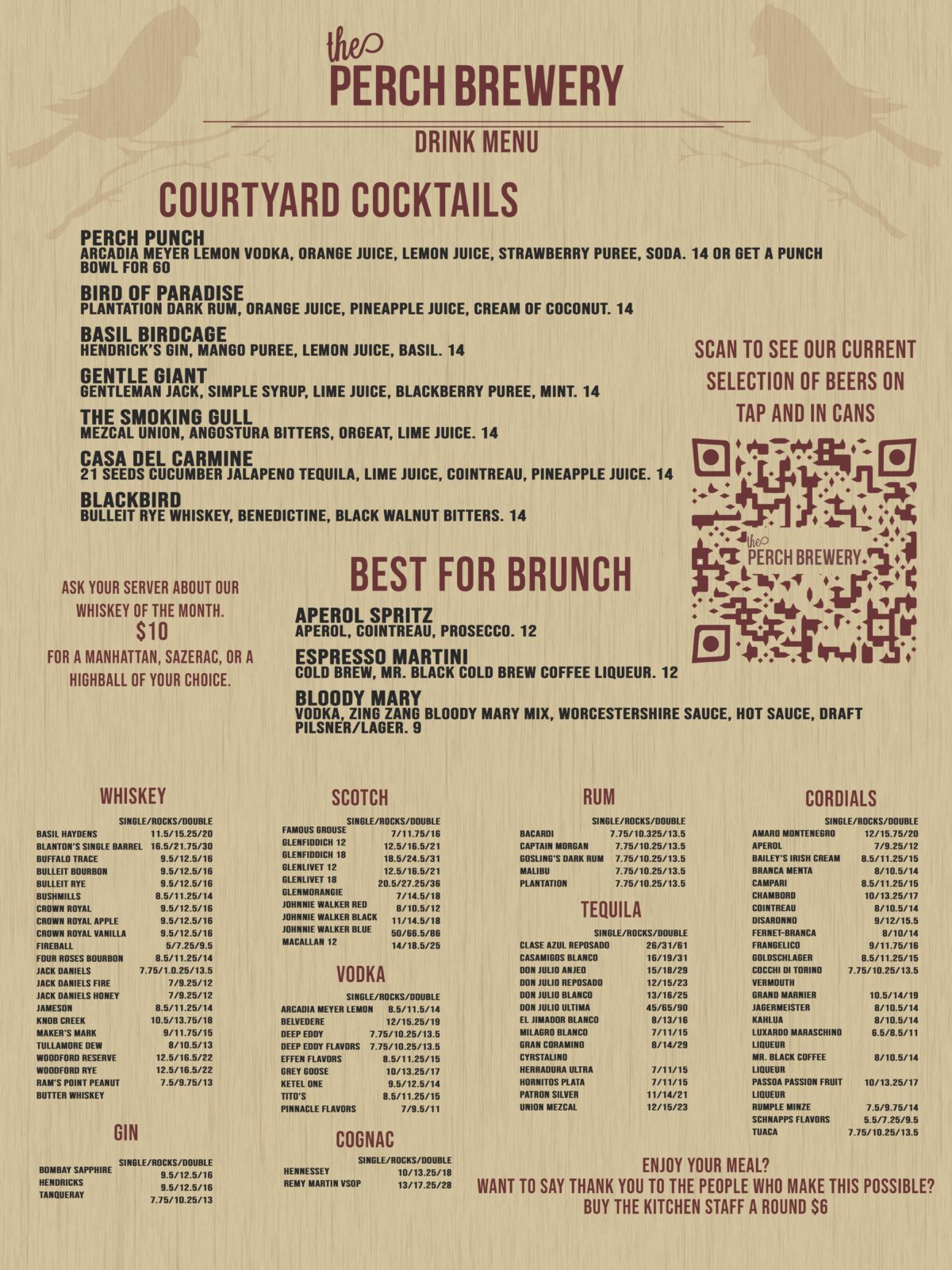 Main Menu The Perch Brewery